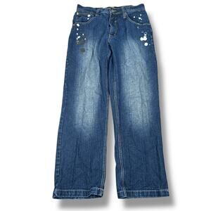 Vintage Southpole Y2K Baggy Jeans Men’s 34 Blue Loose Paint Skull‎ Freedom Live